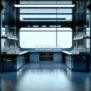 Futuristic Research Laboratory With Image, There