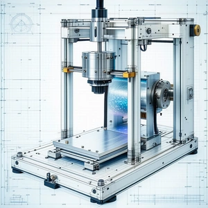 A Large, Industrial-sized Machine With A Blue And White Color Scheme