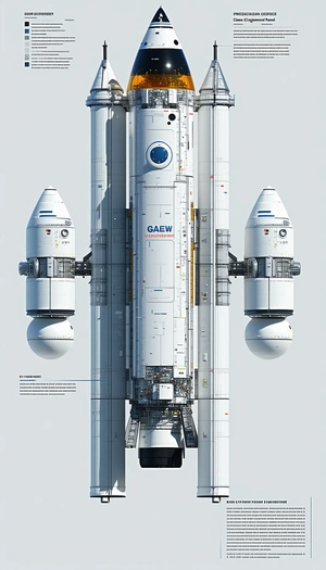 A White Rocket Ship Is Shown In A 3d Model