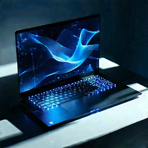 Laptop With Data Visualization With Black Laptop