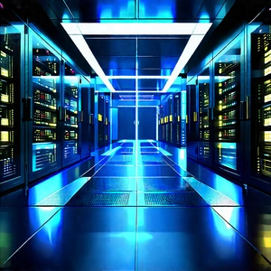 Futuristic Server Room With Blue-toned Photograph
