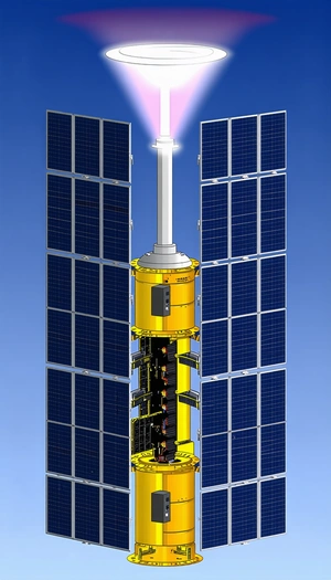 A Yellow And White Satellite Is Shown In The Image