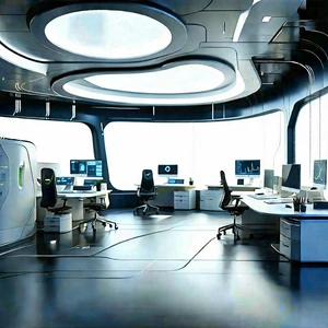 Futuristic Tech Startup Office With Image, There