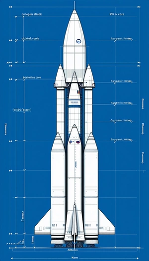 A Space Shuttle Is Shown In A Blue And White Drawing