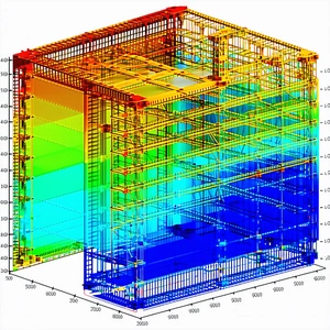 A Three-dimensional Model Of A Building Is Displayed In A Computer Graphic