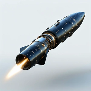A Rocket Is Shown In A Close-up Shot, With Its Engine And Missile Visible