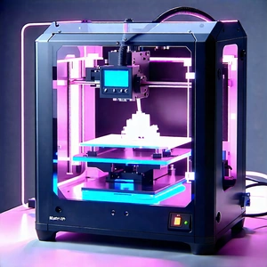 Tech Pencil Sketch: 3d printer with neon accents