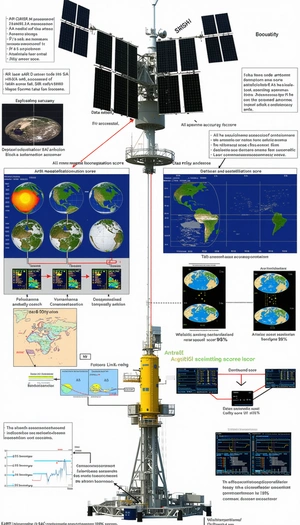 The Image Is A Diagram That Shows The Relationship Between A Satellite, A Tower, And A Computer