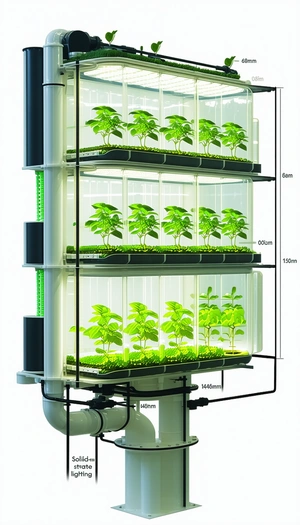 A Large, Multi-layered Plant Growth System, Likely A Hydroponic System, With A Total Of 14 Plants