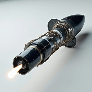 A Rocket Is Shown In A Close-up View, With Its Engine And Exhaust Visible