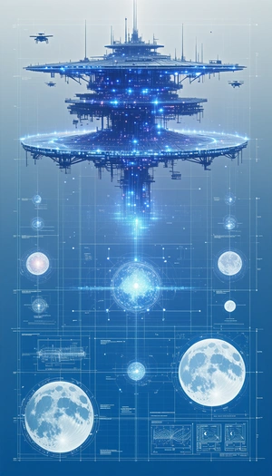 In This Image, There Is A Large, Futuristic Space Station With A Dome-shaped Structure At The Top