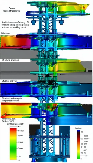 The Image Is A Blue And White Graphic Representation Of A Structure, Possibly A Bridge Or A Building