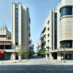 Urban Cinema 4D: Urban street with modern architecture