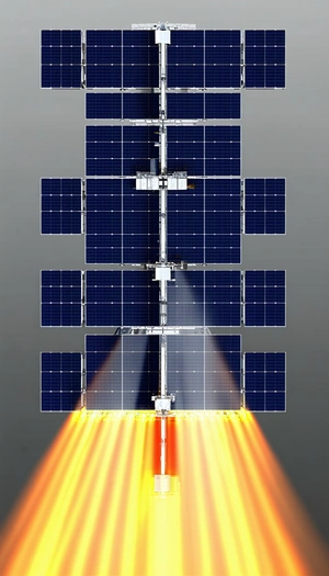 A Solar Panel With A Bright Light Shining Through It