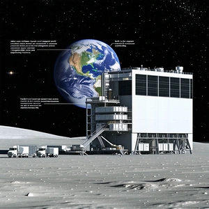 A Large White Building With A Large Window, Which Is Likely A Space Station