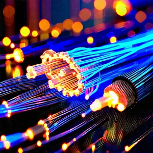 Close-up Of Fiber Optic Cables With Close-up Blue