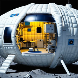 A White Spacecraft With A Large Dome-shaped Structure On Top