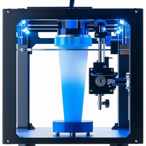 A Blue And White Machine Is Sitting On A Table