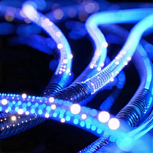 Close-up of fiber optic cables