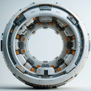 A Large, White, Circular Structure With A Hole In The Center