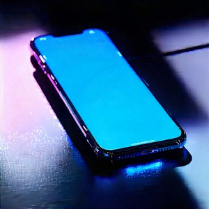 Smartphone With Glowing Screen With Blue Iphone