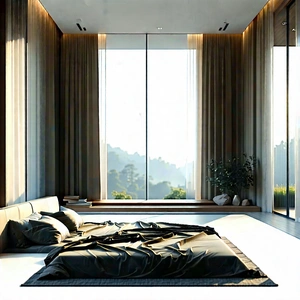 Lifestyle Stock Photography: Bedroom Sanctuary With Minimalist Decor With Large, Well-lit