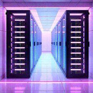 Tech Pastel Drawing: Server Rack With Neon Accents With Image, There
