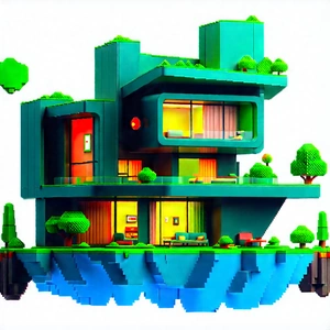 (futuristic:1.2) Smart Home With Large, Multi-story