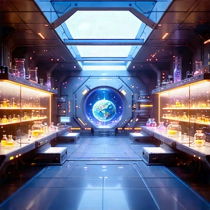 Futuristic Research Laboratory With Image