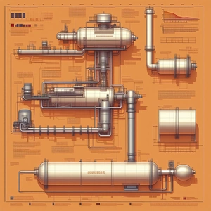 A Large, Detailed Drawing Of A Gas Plant Is Displayed On A Page