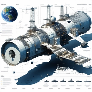In This Image, There Is A Large Spacecraft With A Massive Engine On The Bottom