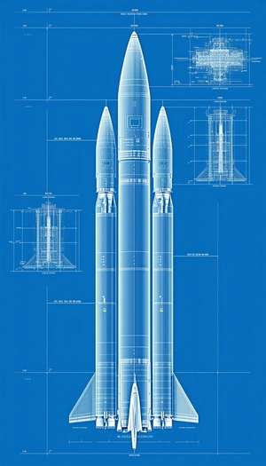 A Blue Diagram Shows The Structure Of A Rocket