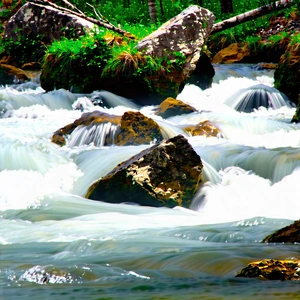 Nature Hdr Photography: Rushing River Surrounded By Rocky Shores With River Rocky