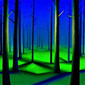 Nature Low Poly: Forest Scene During Night With Painting Forest