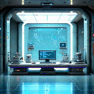 Futuristic Research Laboratory With Image, There