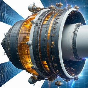 A Large, Futuristic-looking Spacecraft With A Massive Engine At Its Center