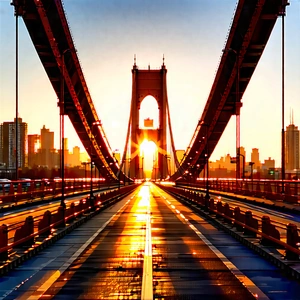 Urban Matte Painting: Iconic Bridge With (sunset:1.14) Glow With Captures Beautiful