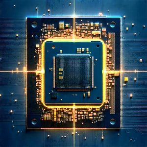 Microchip With Digital Particles With Close-up Computer
