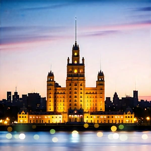 Urban Pastel Drawing: Famous (building:1.44) With (sunset:1.39) (glow:1.23) With Large, Ornate