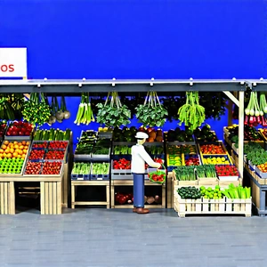 Urban Low Poly: Urban farmers market scene