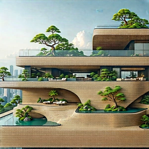 Urban Macro Photography: Rooftop Garden With Sightseeing With Large, Modern