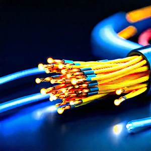 Close-up Of Fiber Optic Cables With Close-up Bunch