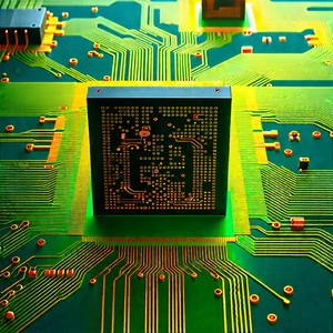 Circuit board with (digital:1.37) particles