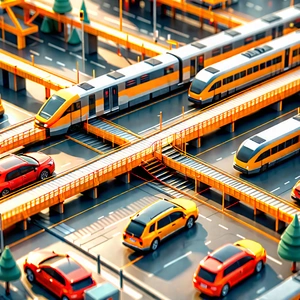 Urban Geometric Design: Aerial View Of Transportation Hub With Image, There