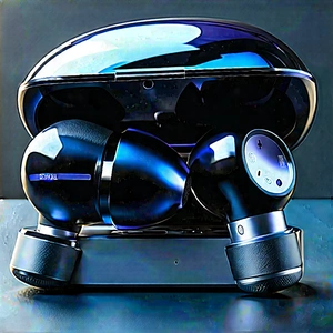 Wireless Earbuds With Digital Artwork With Pair Blue