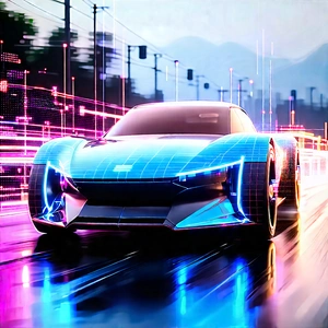 Innovative Electric Vehicle (design:1.27) With Blue Sports