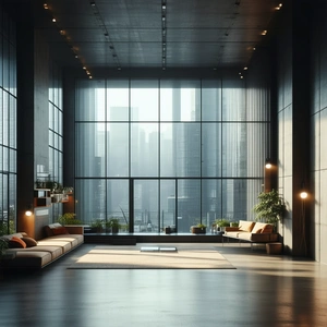 Urban Digital Art: Urban Loft With Minimalist Design With Large, Modern