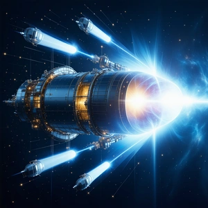 image, there large spacecraft blue
