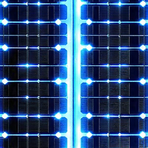 Solar panel with blue light glow