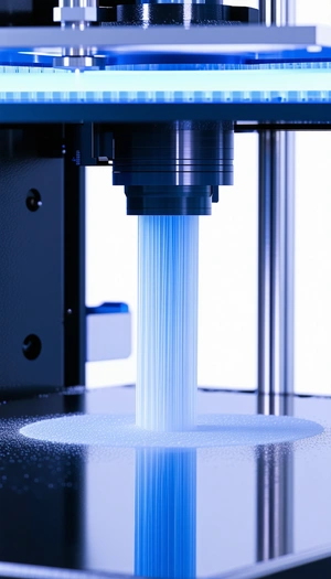 A Machine Casting A Blue Liquid, Possibly Plastic, Into A Mold